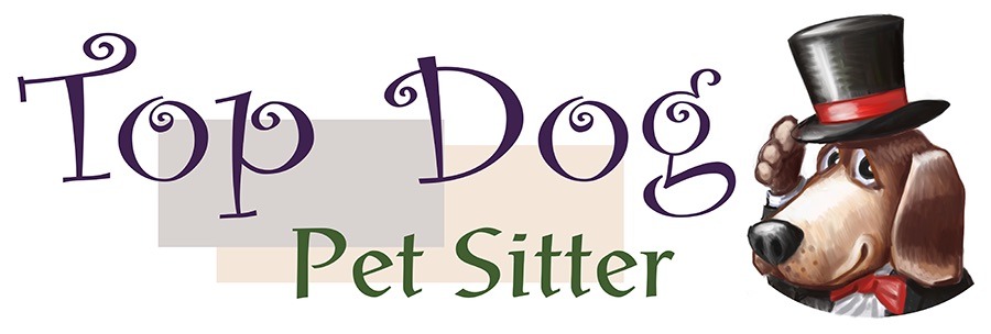 Logo for Top Dog Pet Sitter featuring dog with top hat.